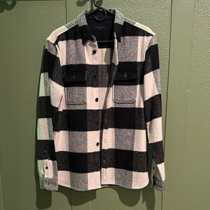 All Saints Monochrome Plaid Shirt Jacket
